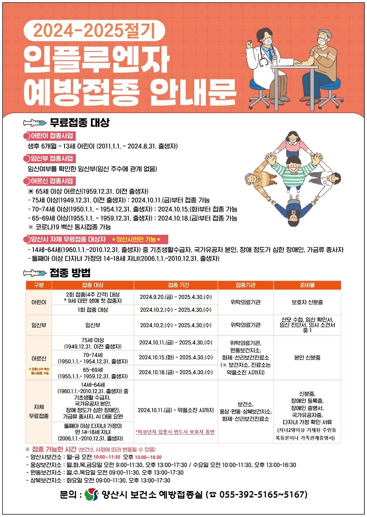 2024-2025절기 인플루엔자 예방접종 안내문